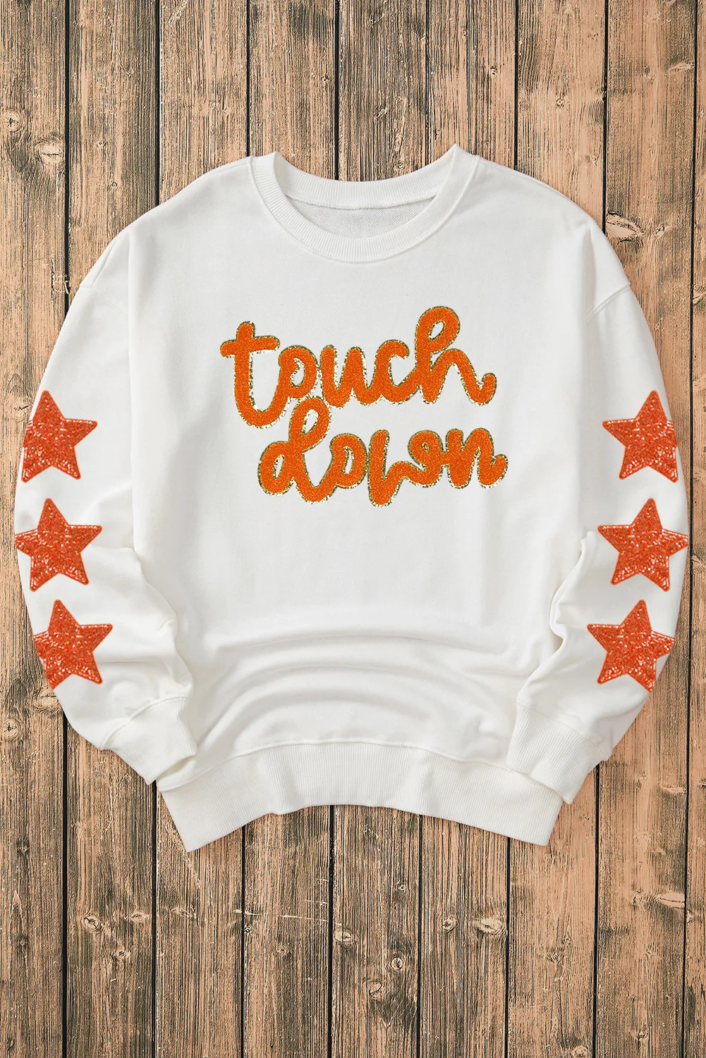 Letter & Star Round Neck Long Sleeve Sweatshirt, image 4