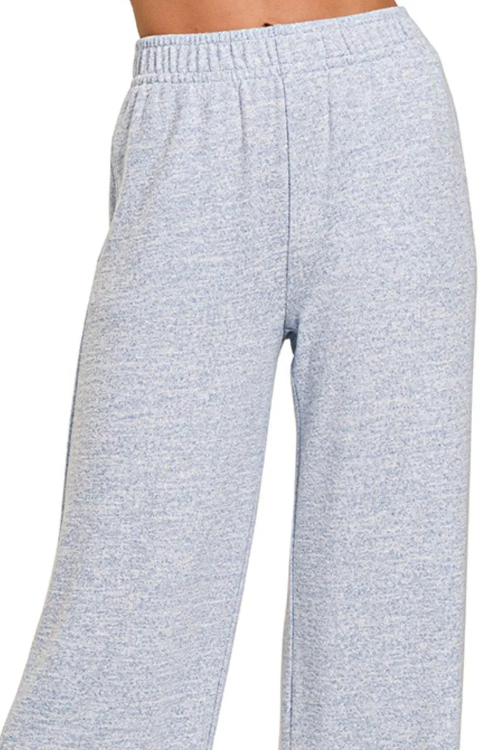 Soft Melange Hacci Elastic Waistband Lounge Pants, image 3