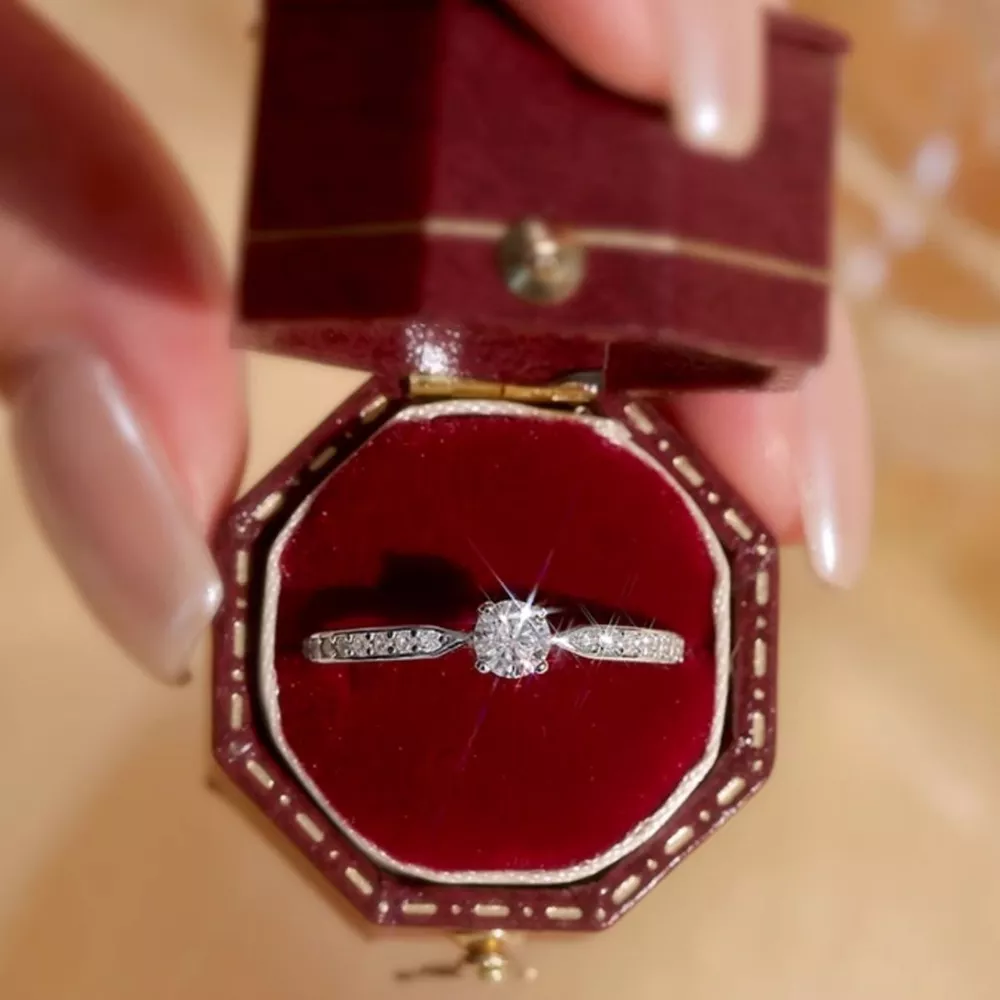1 Carat 925 Sterling Silver Moissanite Ring, image 2