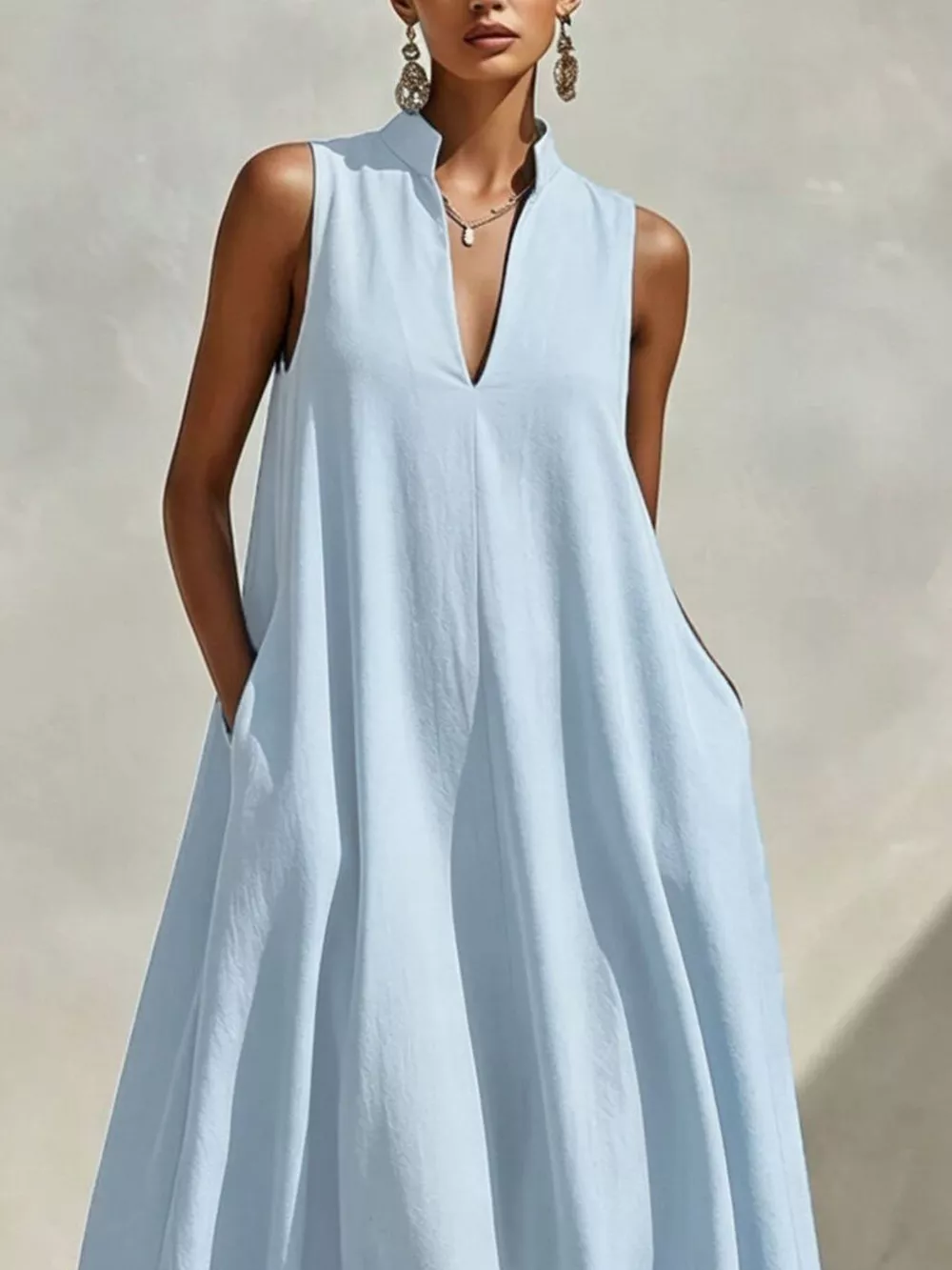 Sleeveless Maxi Dress with Side Pockets, image 6