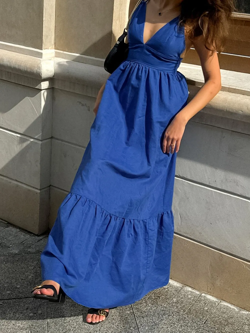 V-Neck Tiered Maxi Cami Dress, image 5