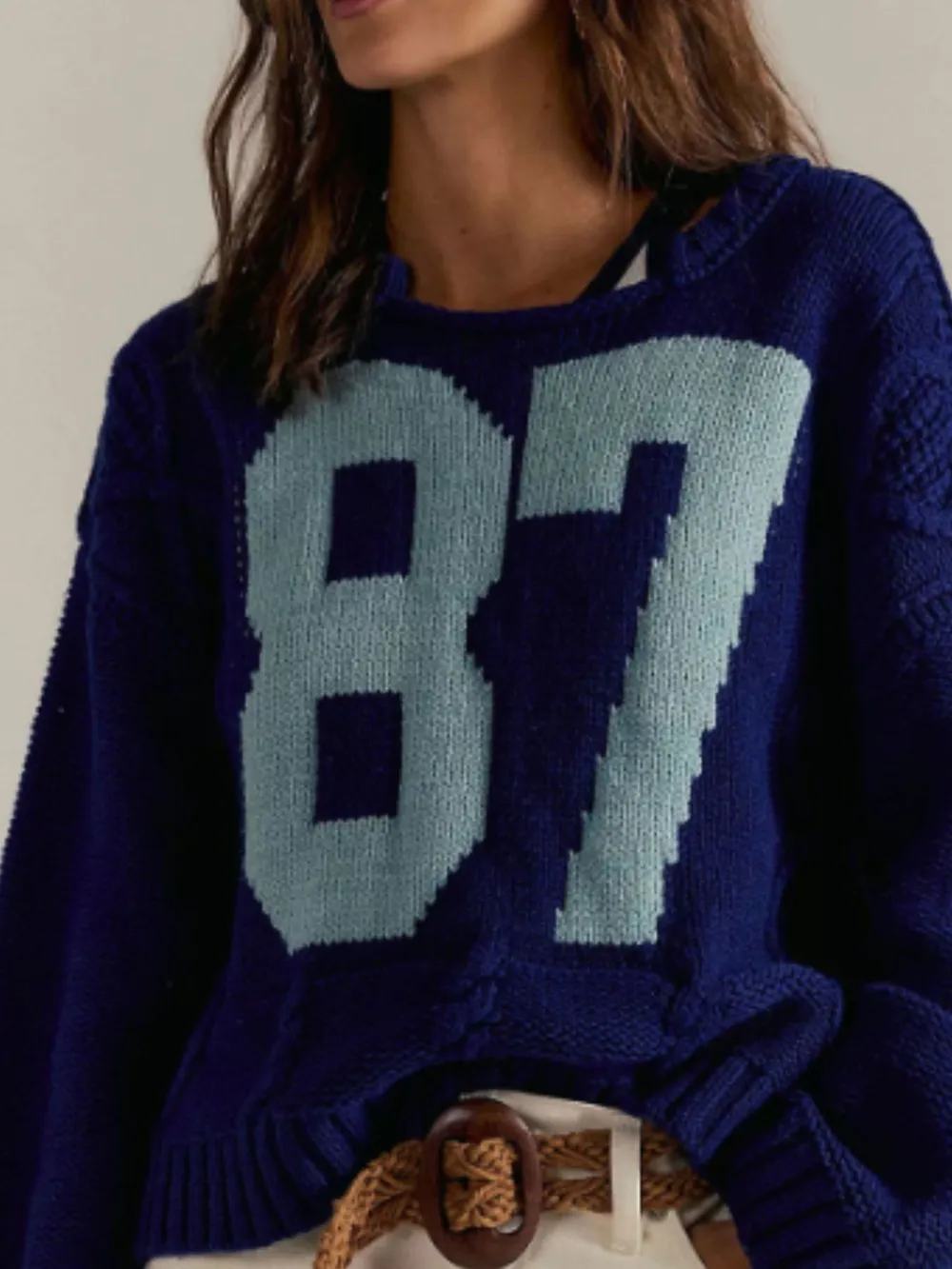 Number 81 Oversized Cable Knit Sweater, image 11
