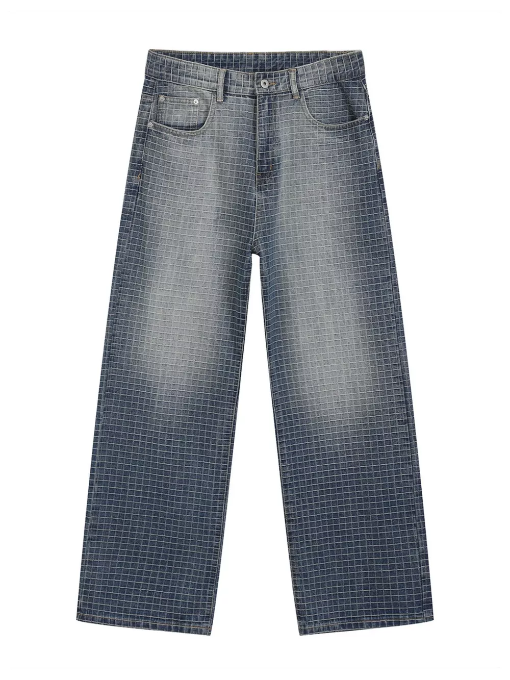Men's Plaid Relaxed Fit Jeans, image 8