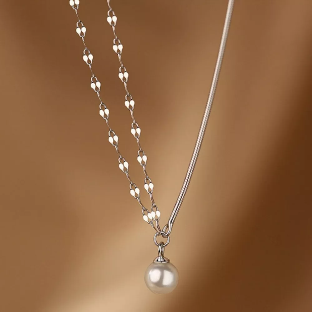 Pearl Pendant Layered Necklace, image 2