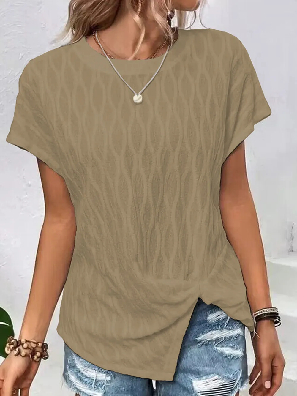 Full Size Round Neck Short Sleeve T-Shirt, image 10