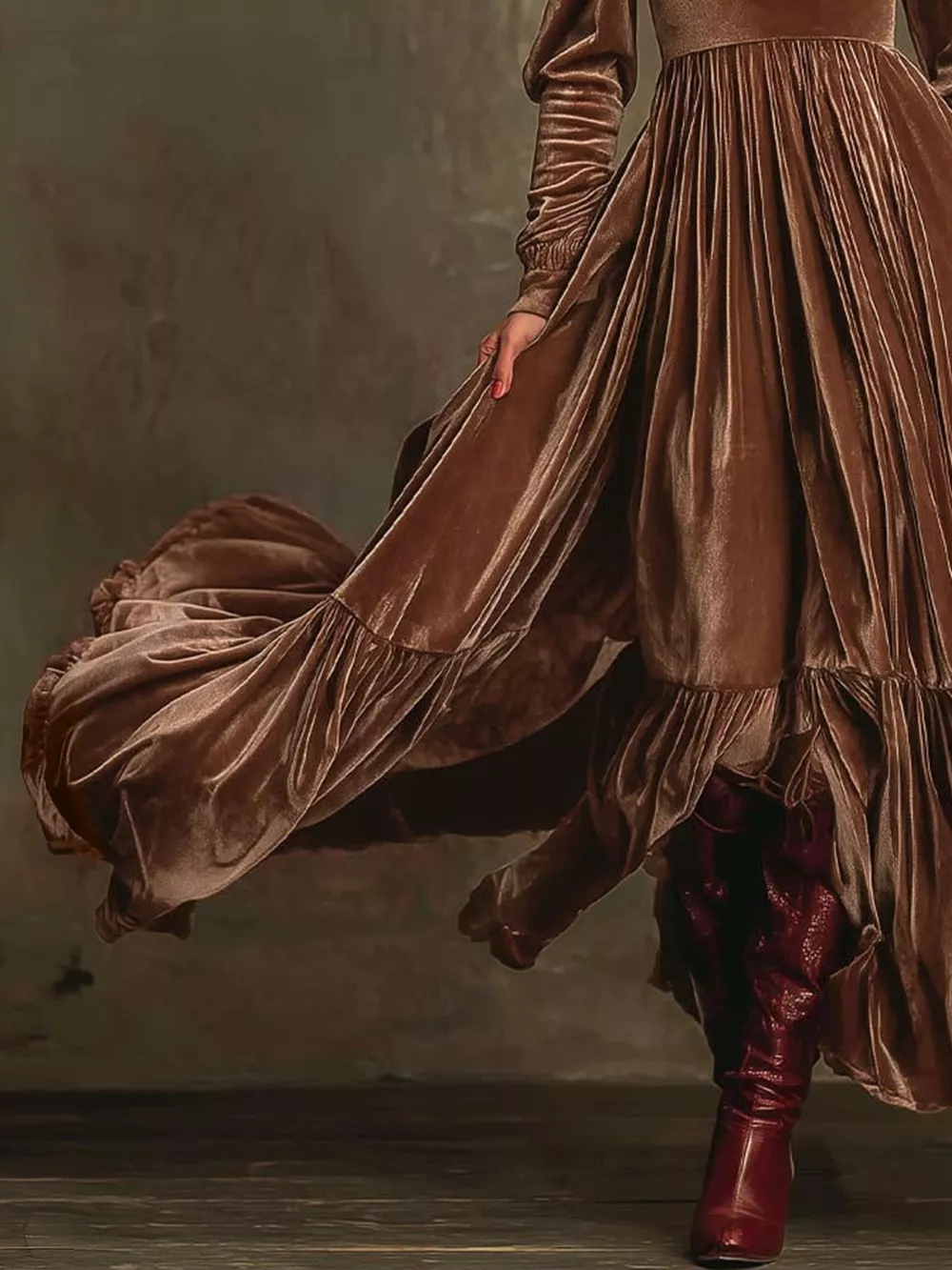 Ruffled Hem Long Sleeve Dress, image 15