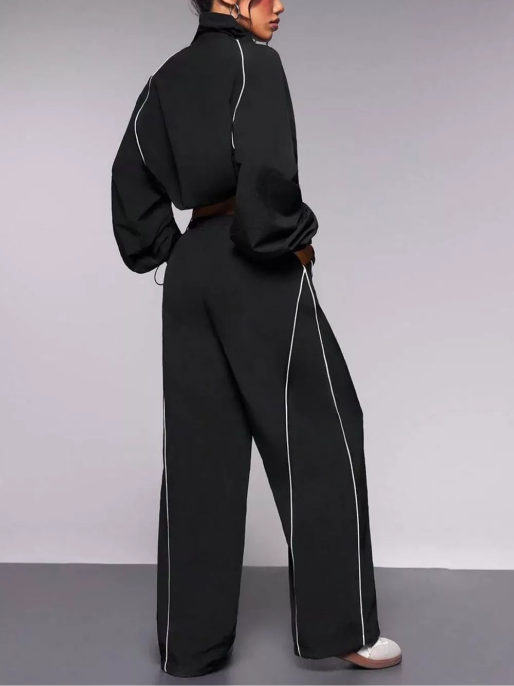 Crop Jacket and Wide-Leg Pants Set, image 6