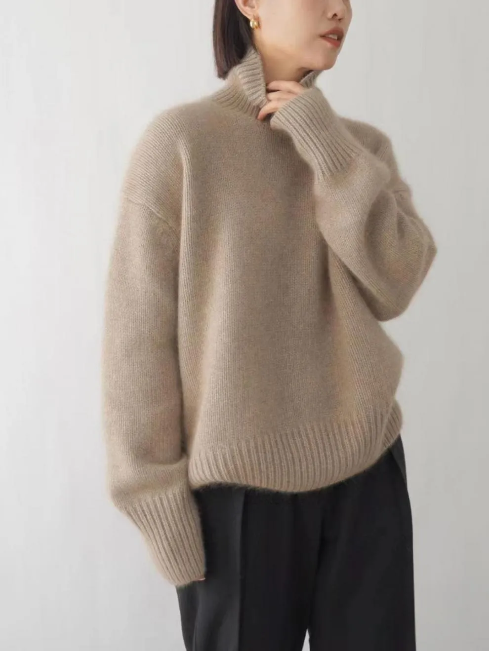 Turtleneck Dropped Shoulder Long Sleeve Sweater, image 10