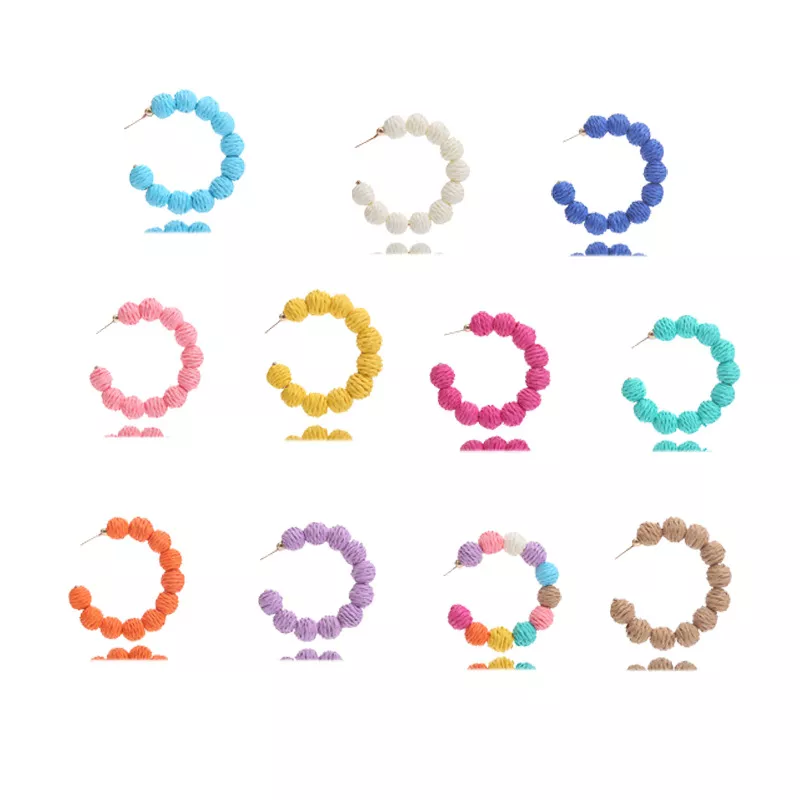 Raffia Grass C-Hoop Earrings, image 2