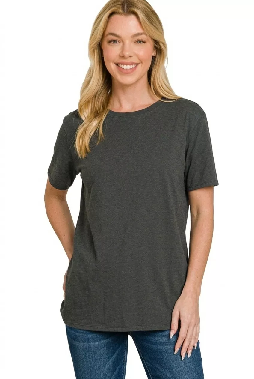 Cotton Boyfriend Round Neck Tee, image 3
