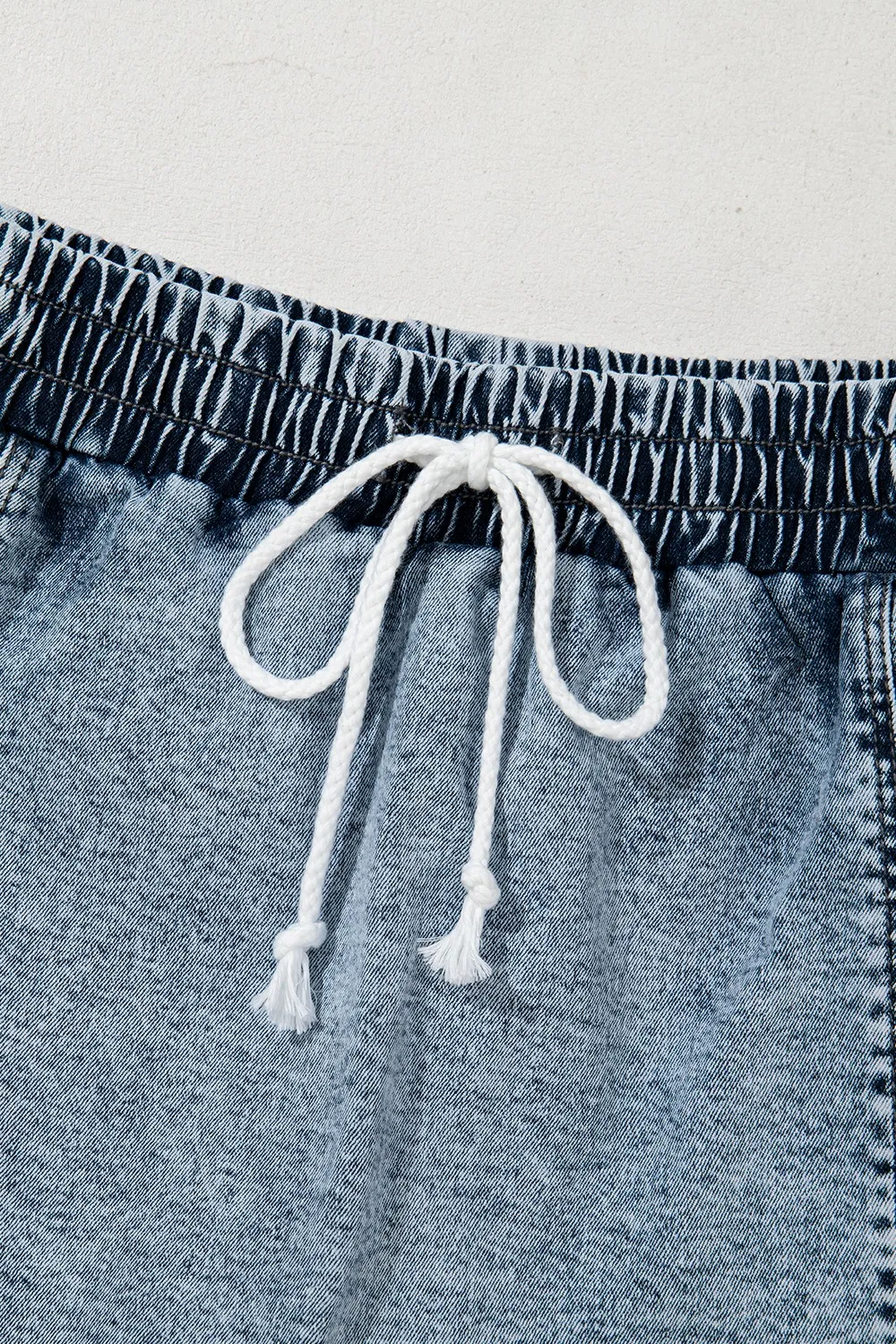 Drawstring High Waist Pocketed Denim Shorts, image 8
