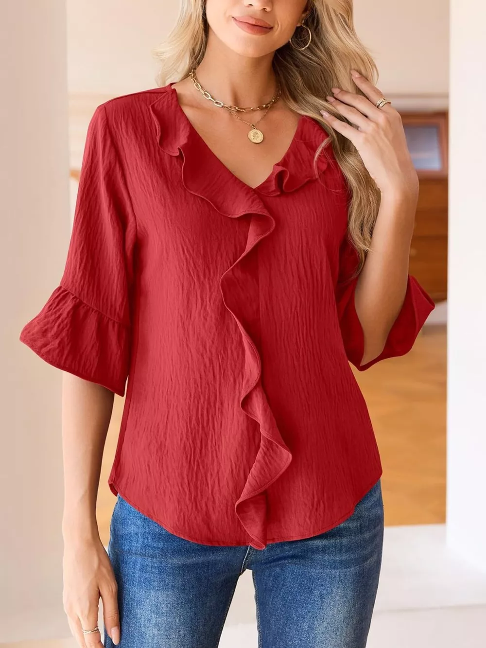 Ruffled Flounce Sleeve Blouse, image 15