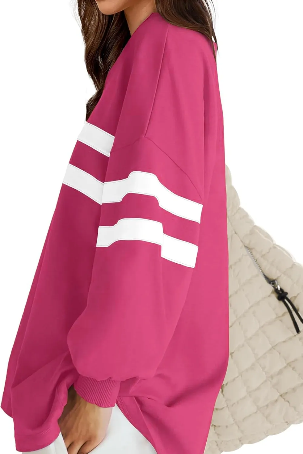 Striped Round Neck Dropped Shoulder Sweatshirt, image 13