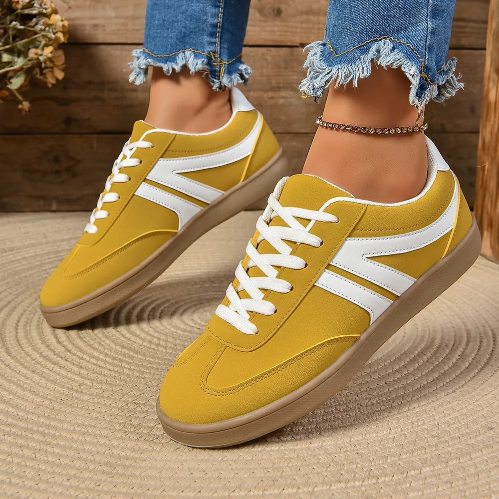 Lace Up Round Toe Flat Sneakers, image 3