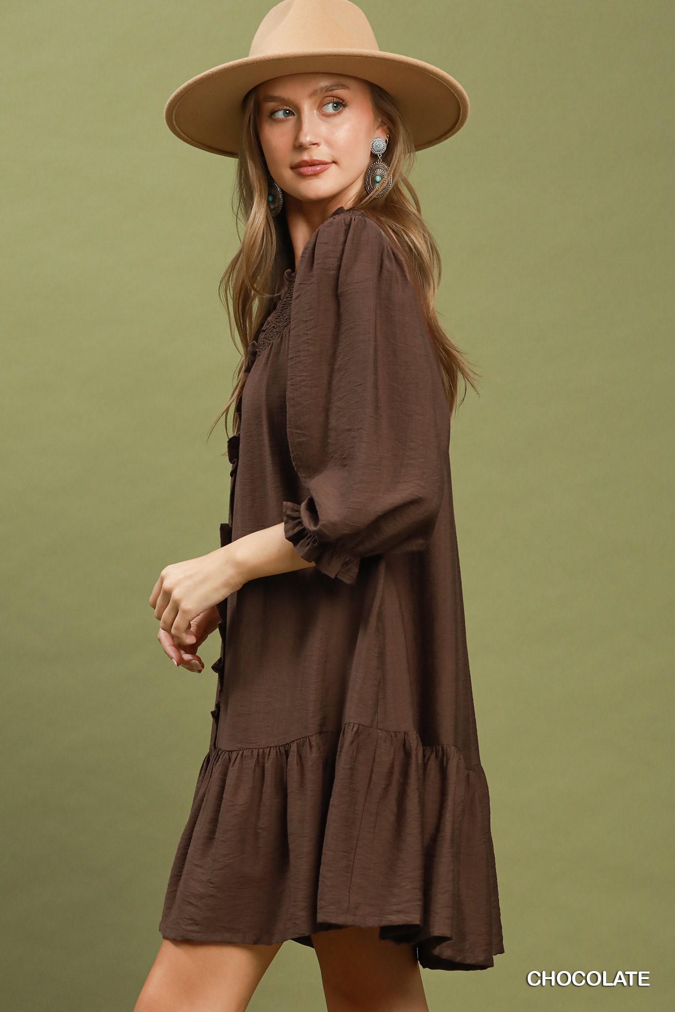Smocked Ruffle Detail Tiered Mini Dress, image 2