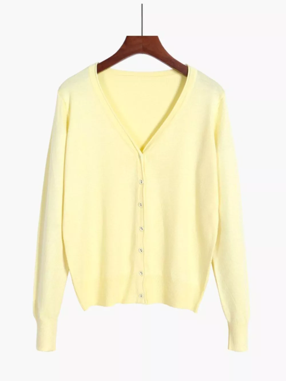 Classic V-Neck Button-Down Knit Cardigan, image 43