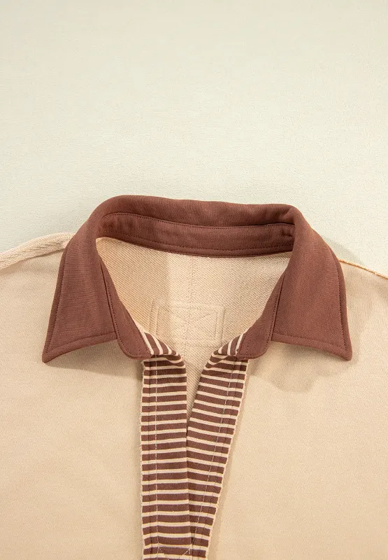 Color Block Johnny Collar Long Sleeve Sweatshirt, image 18