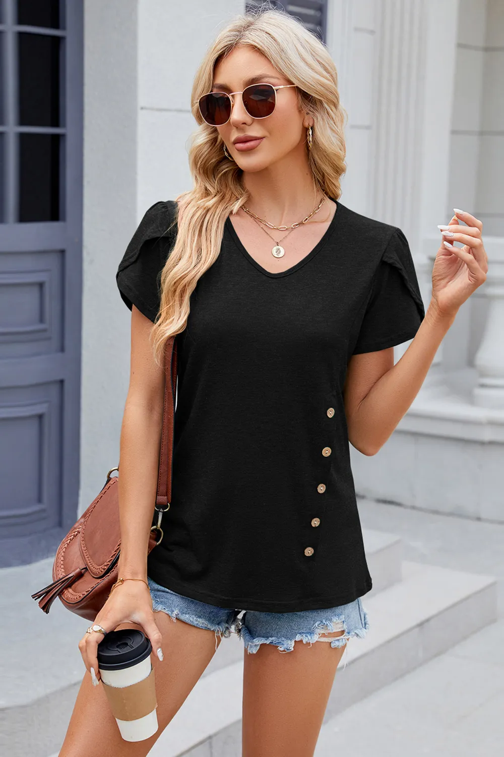 V-Neck Short Sleeve T-Shirt, image 31