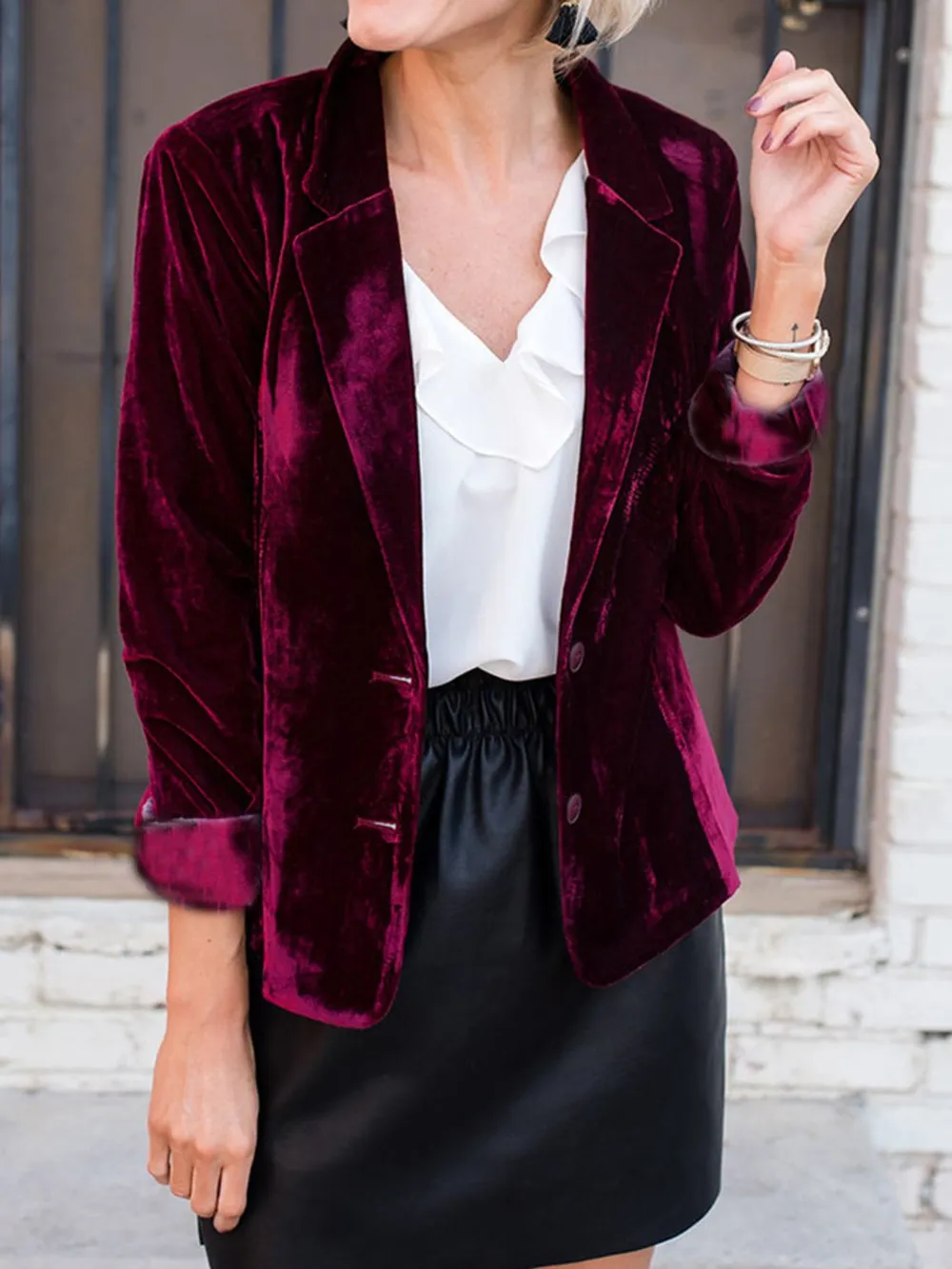 Button Up Lapel Collar Blazer, image 7