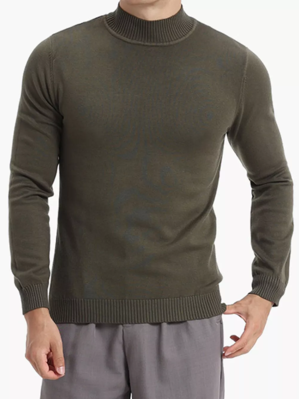 Men's Plus Size Mock Neck Slim Fit Knit Top