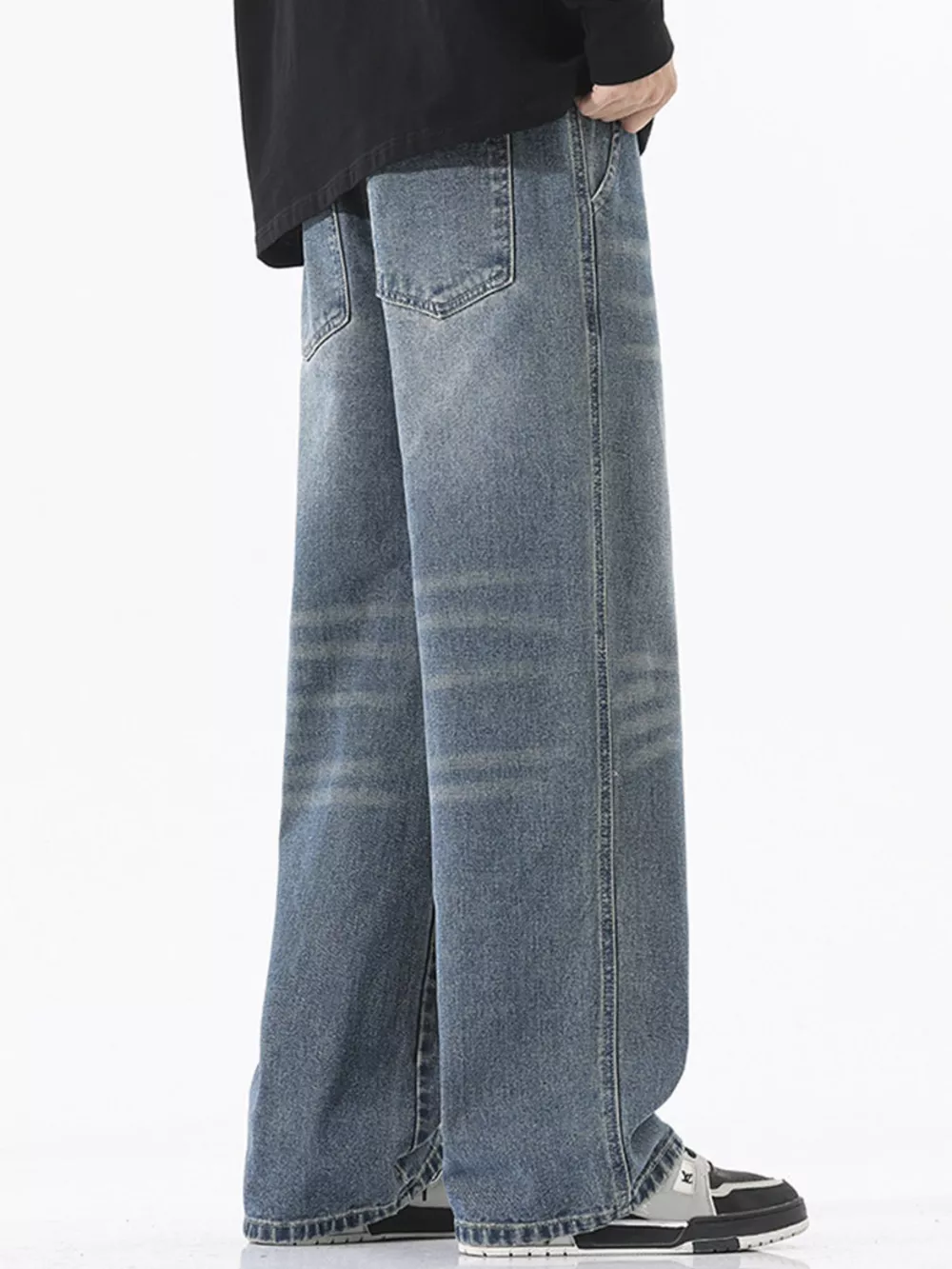 Men's Full Size Wash Wide Leg Jeans Plus Size, image 5