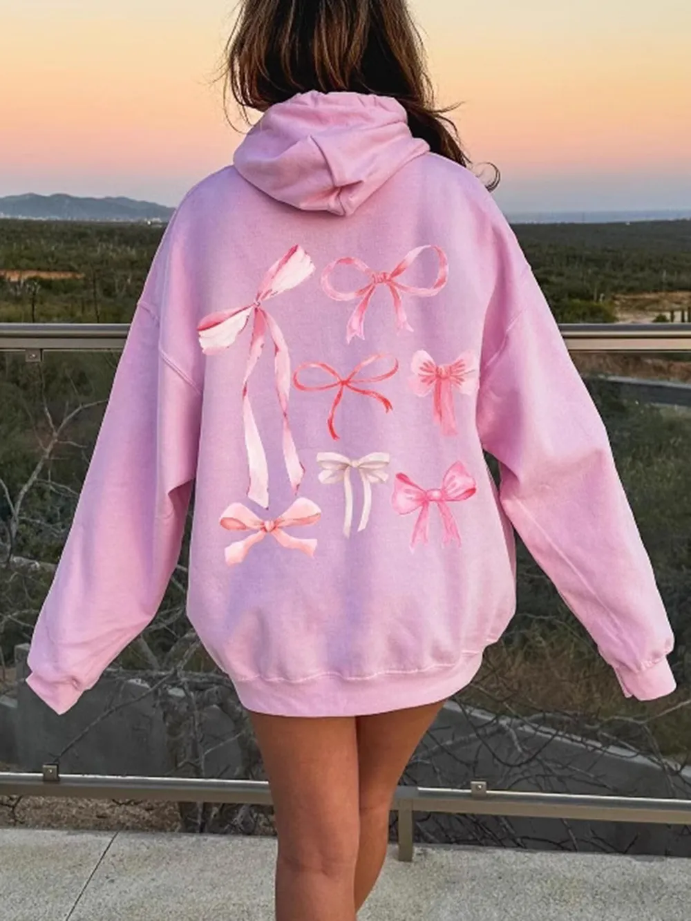 Bow Print Long Sleeve Hoodie, image 8