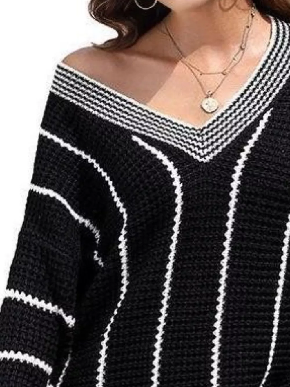 V-Neck Textured Knit Sweater, image 17