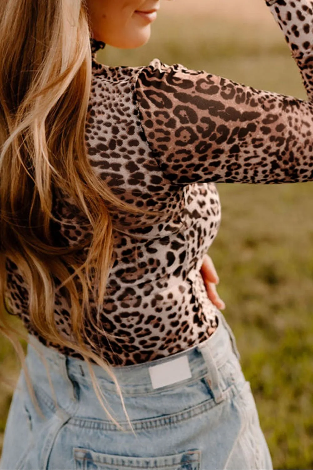 Turtleneck Leopard Long Sleeve Bodysuit, image 4
