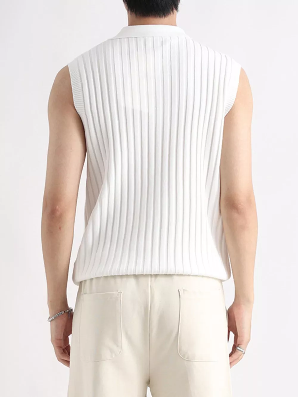 Men's Plus Size Ribbed Knit Zip-Up Tank, image 8