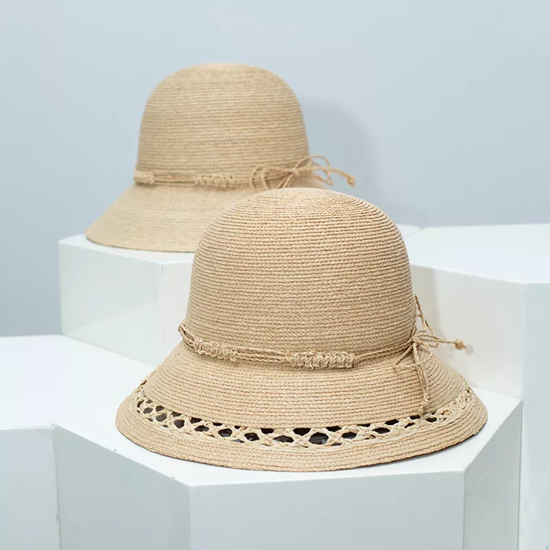 Straw Bucket Hat with Decorative Band, image 2