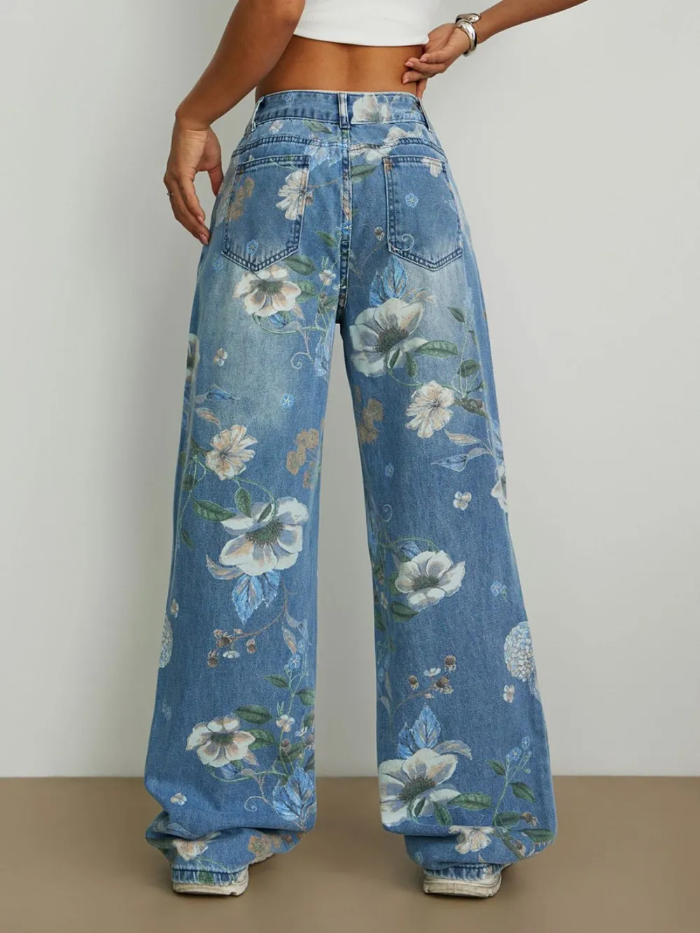 Printed Wide Leg Jeans, image 5