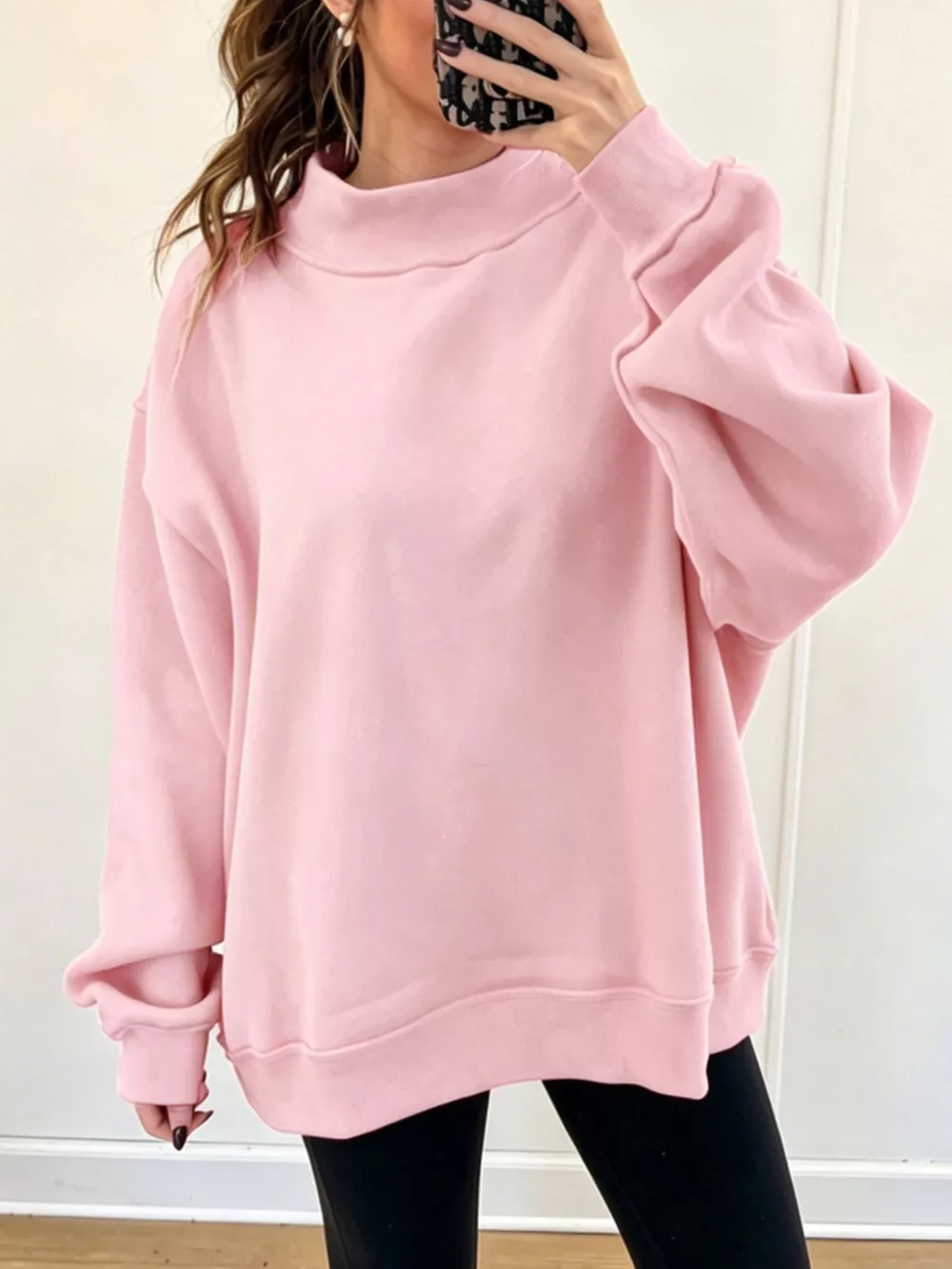 Mock Neck Dropped Shoulder Sweatshirt, image 15
