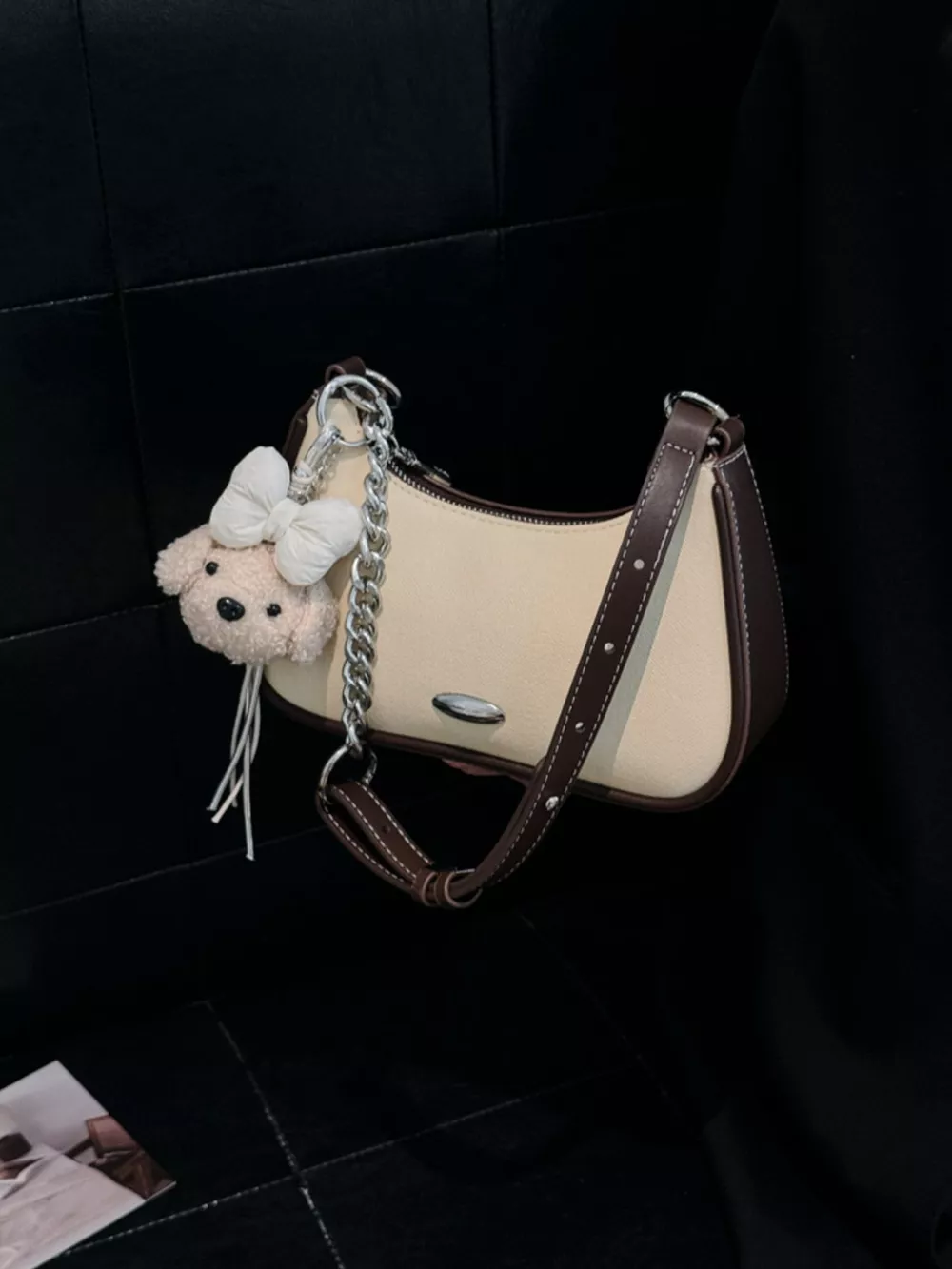 Contrast Trim Shoulder Bag, image 5