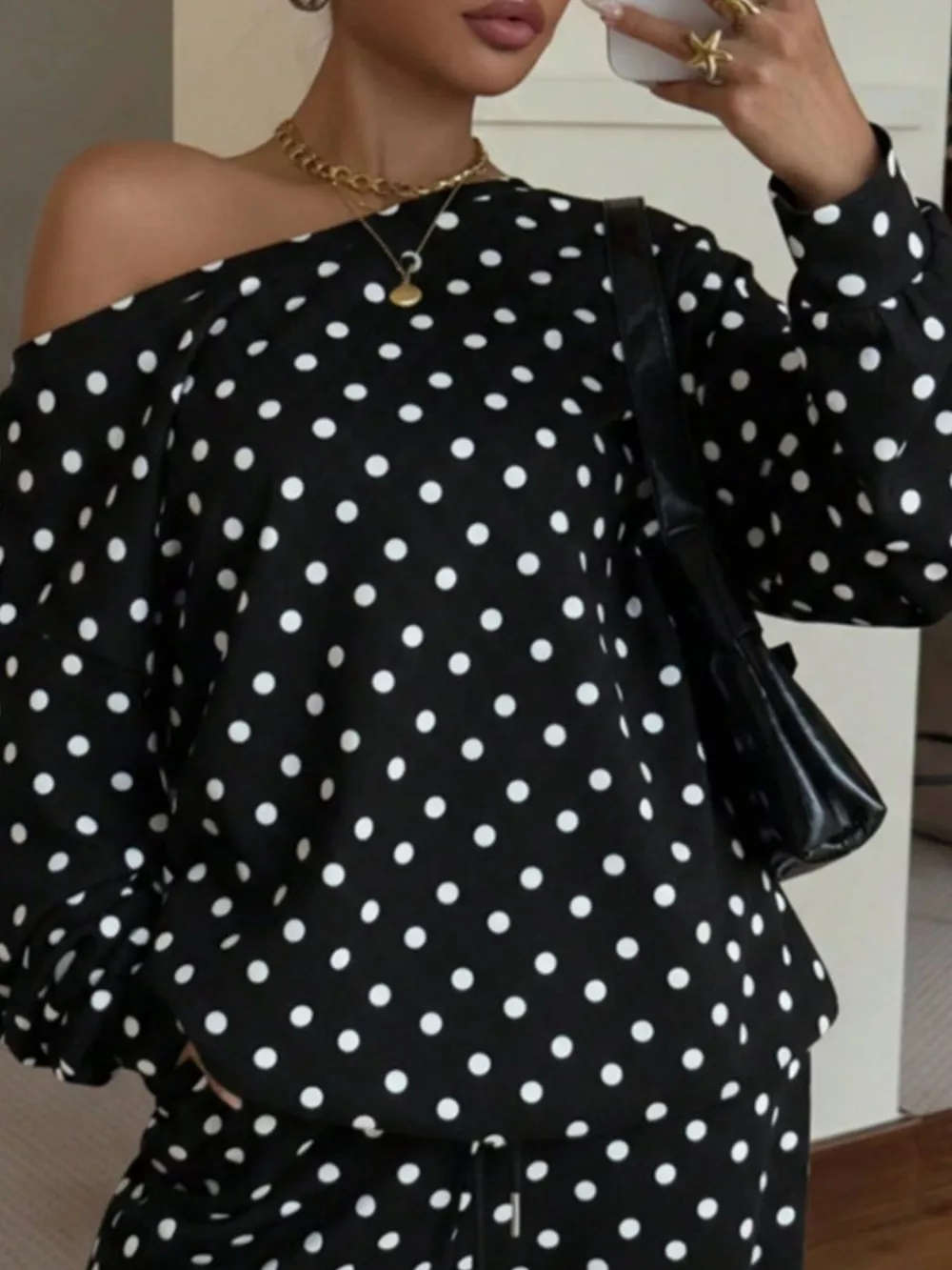 Polka Dot Long Sleeve Top and Pants Set, image 9