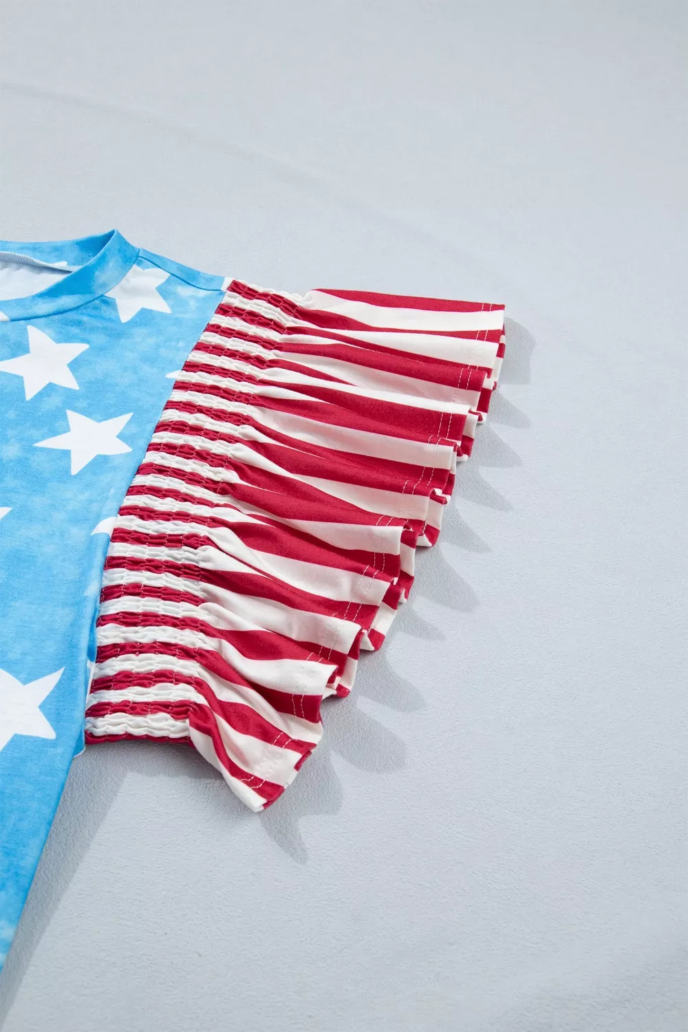 Vintage Star Print Striped Ruffle Sleeve Independence Day Top, image 10