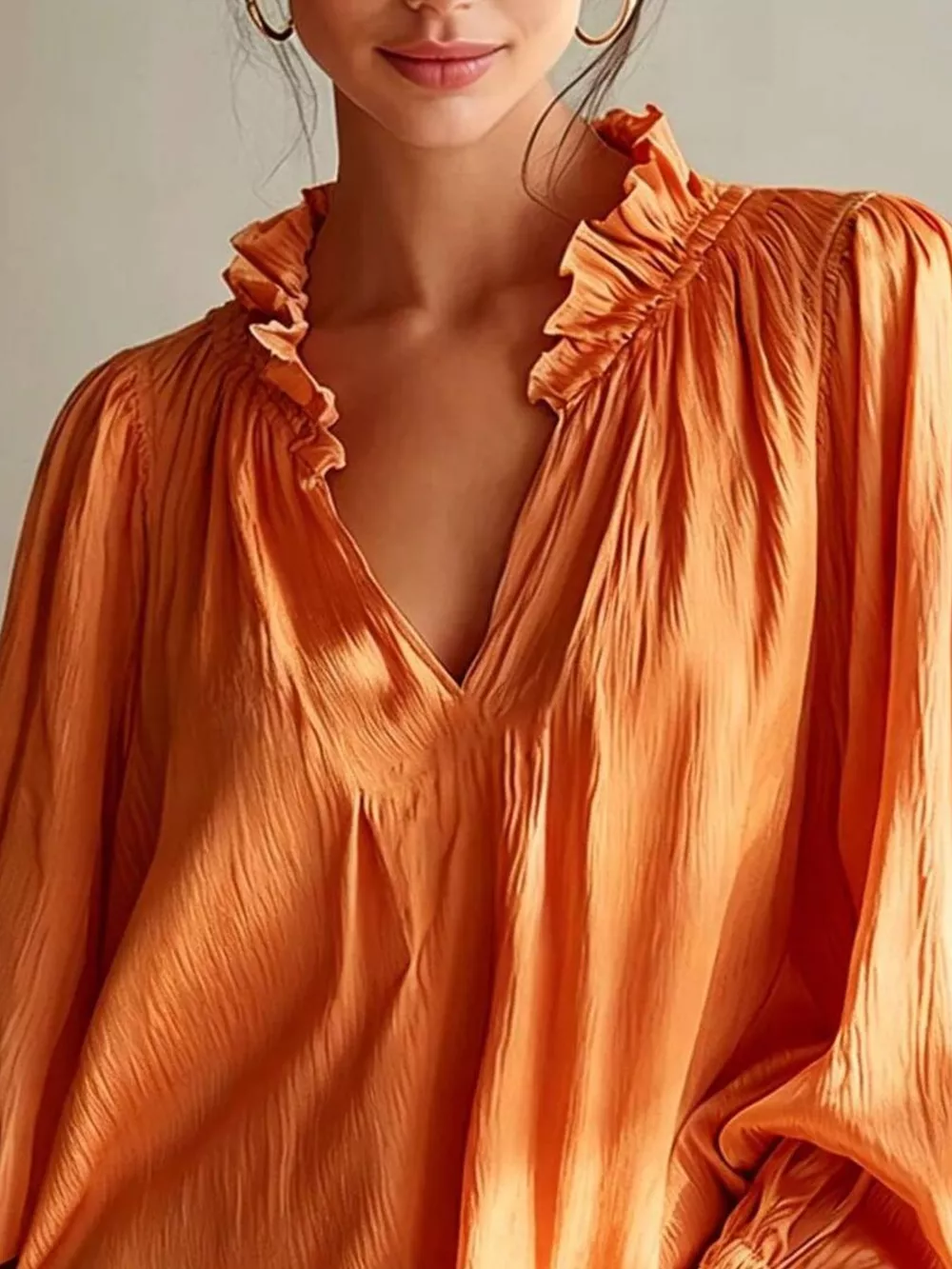 Ruffle Trim Long Sleeves Blouse, image 3