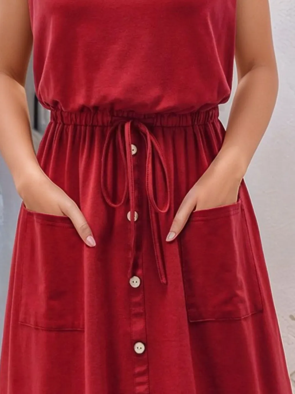 Full Size Round Neck Sleeveless Tank Dress Plus Size, image 15