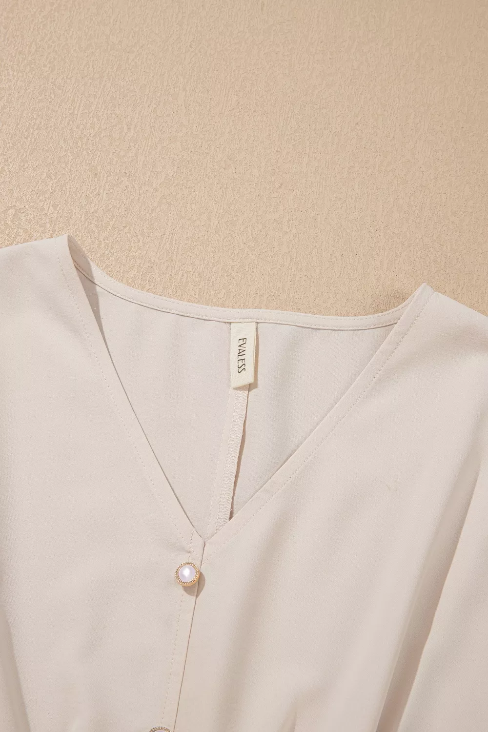 V Neck Long Sleeve Smocked Waist Elegant Blouse, image 5