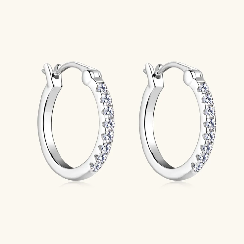 925 Sterling Silver Moissanite Huggie Earrings, image 9