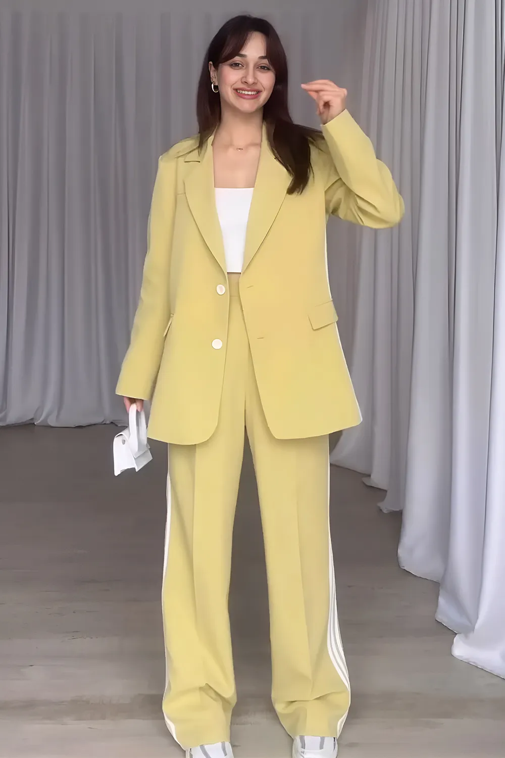 Side Striped Long Sleeve Blazer and Pants Set, image 4