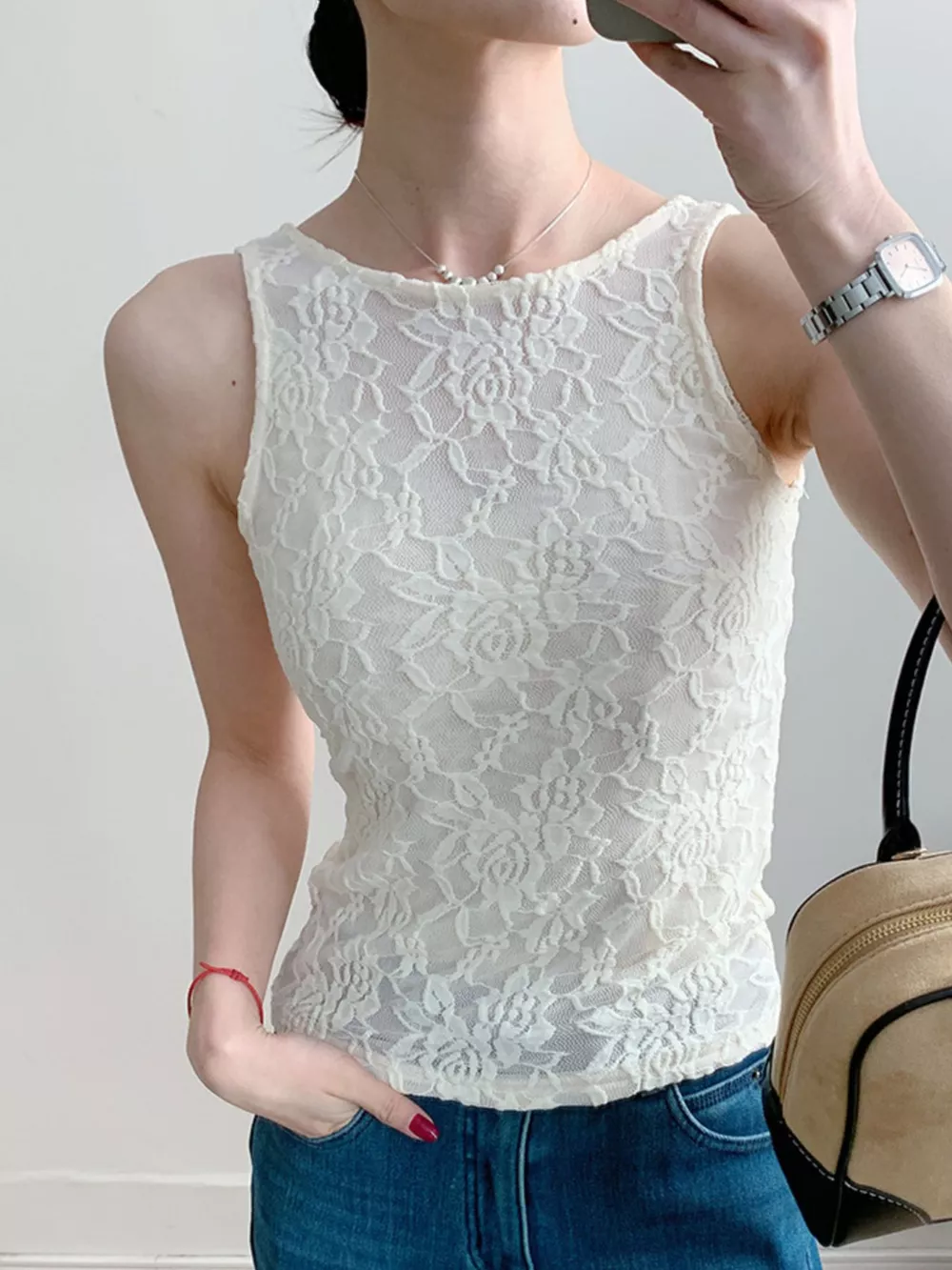 Lace Round Neck Tank, image 15