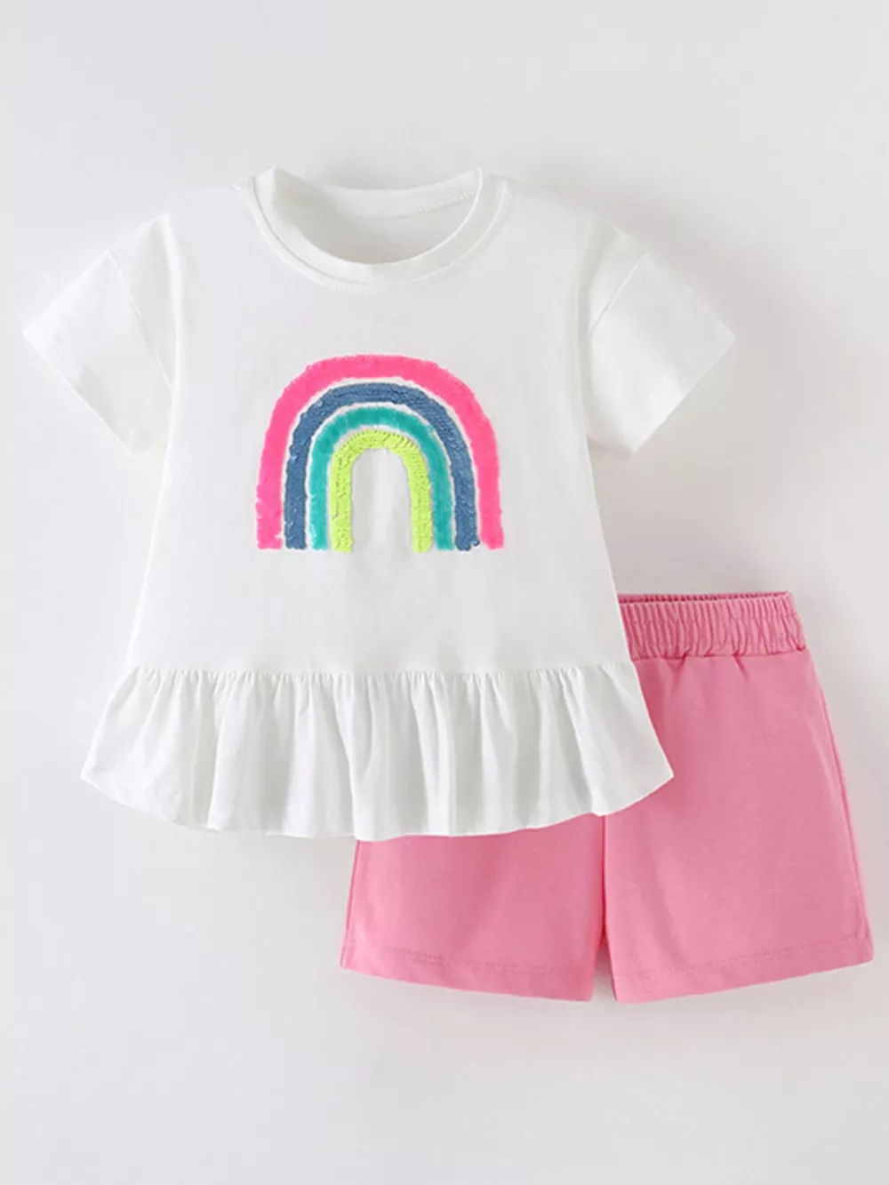 Children's Sequin Rainbow Top and Shorts Set, image 2