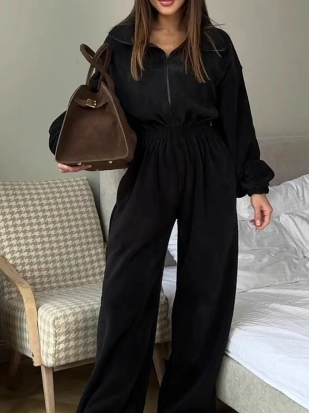 Zip Front Long Sleeve Jumpsuit, image 12