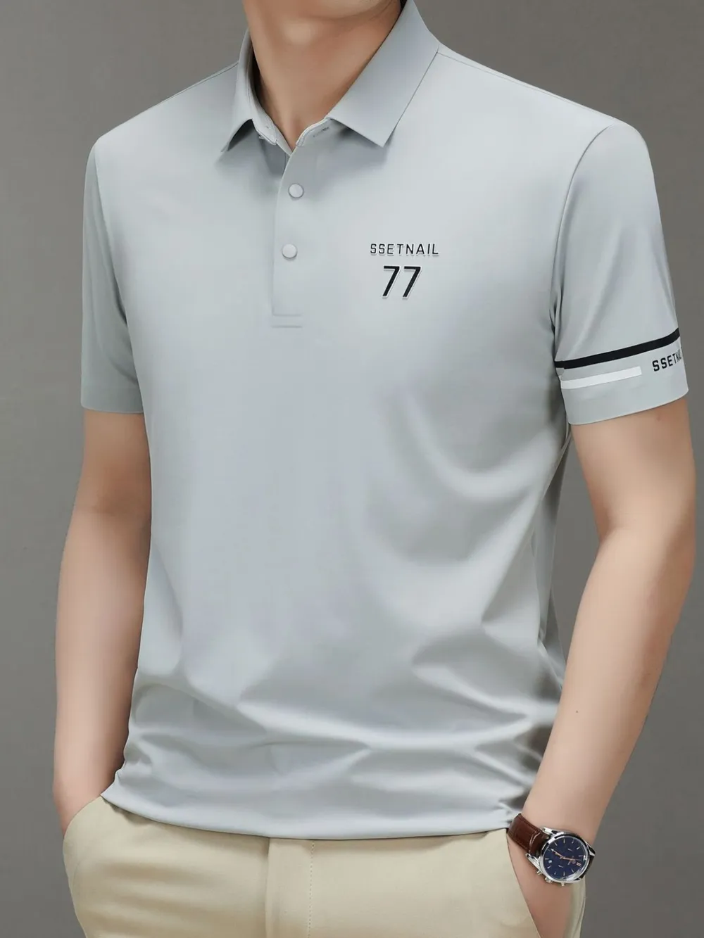 Men's Plus Size Button Detail Short Sleeve Polo, image 2