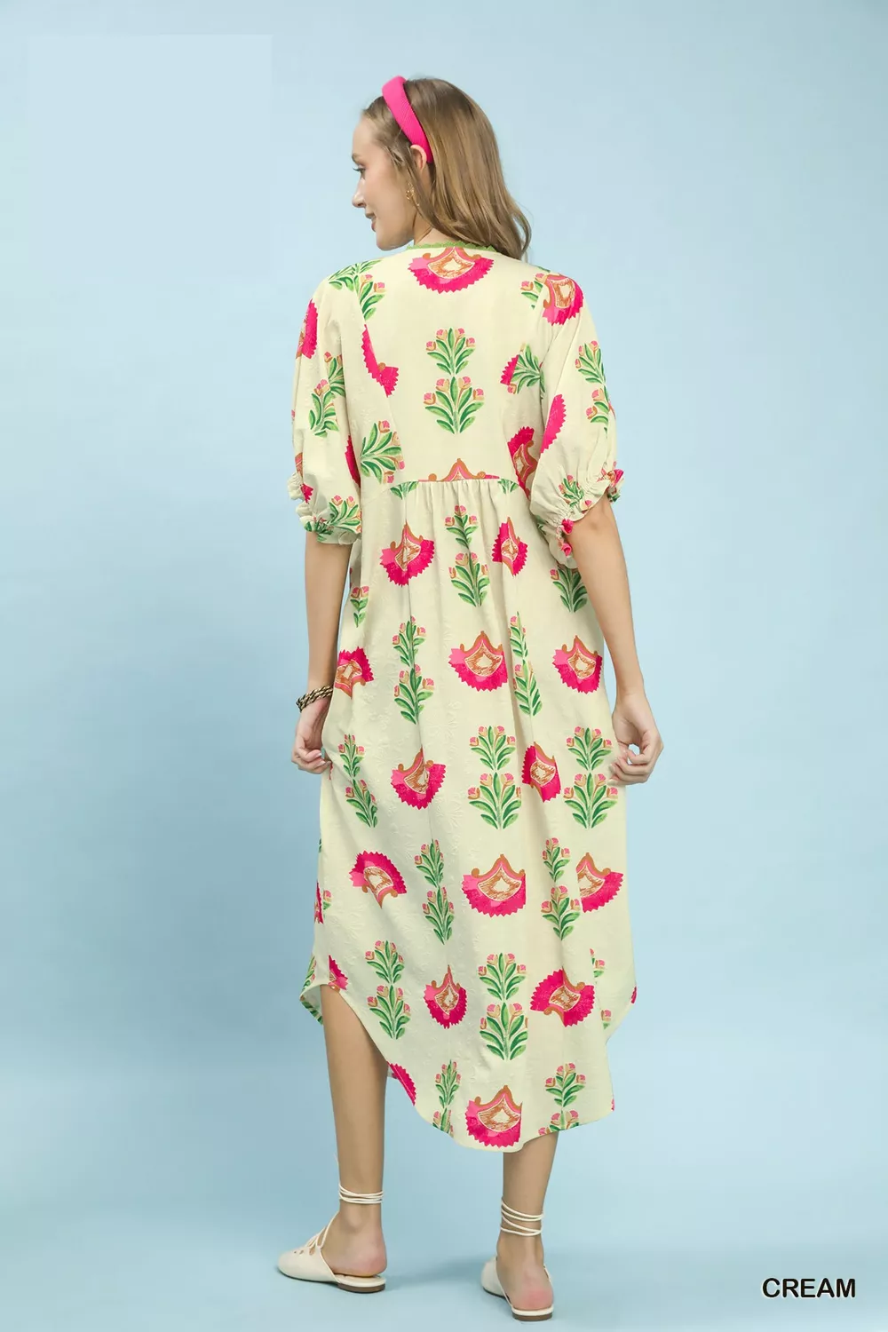 Abstract Print V-Neck Midi Dress, image 4