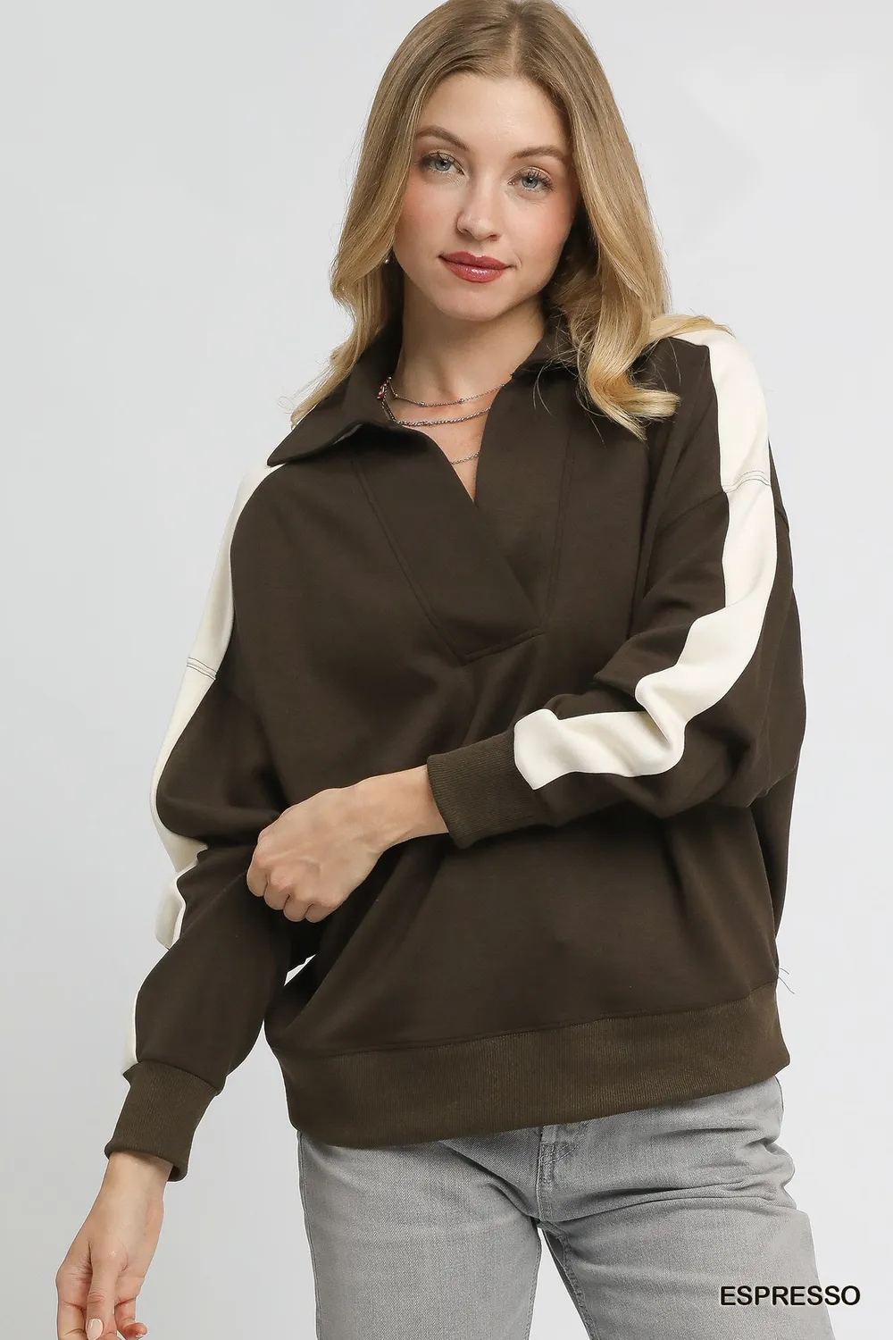 Color Block Polo Sweatshirt