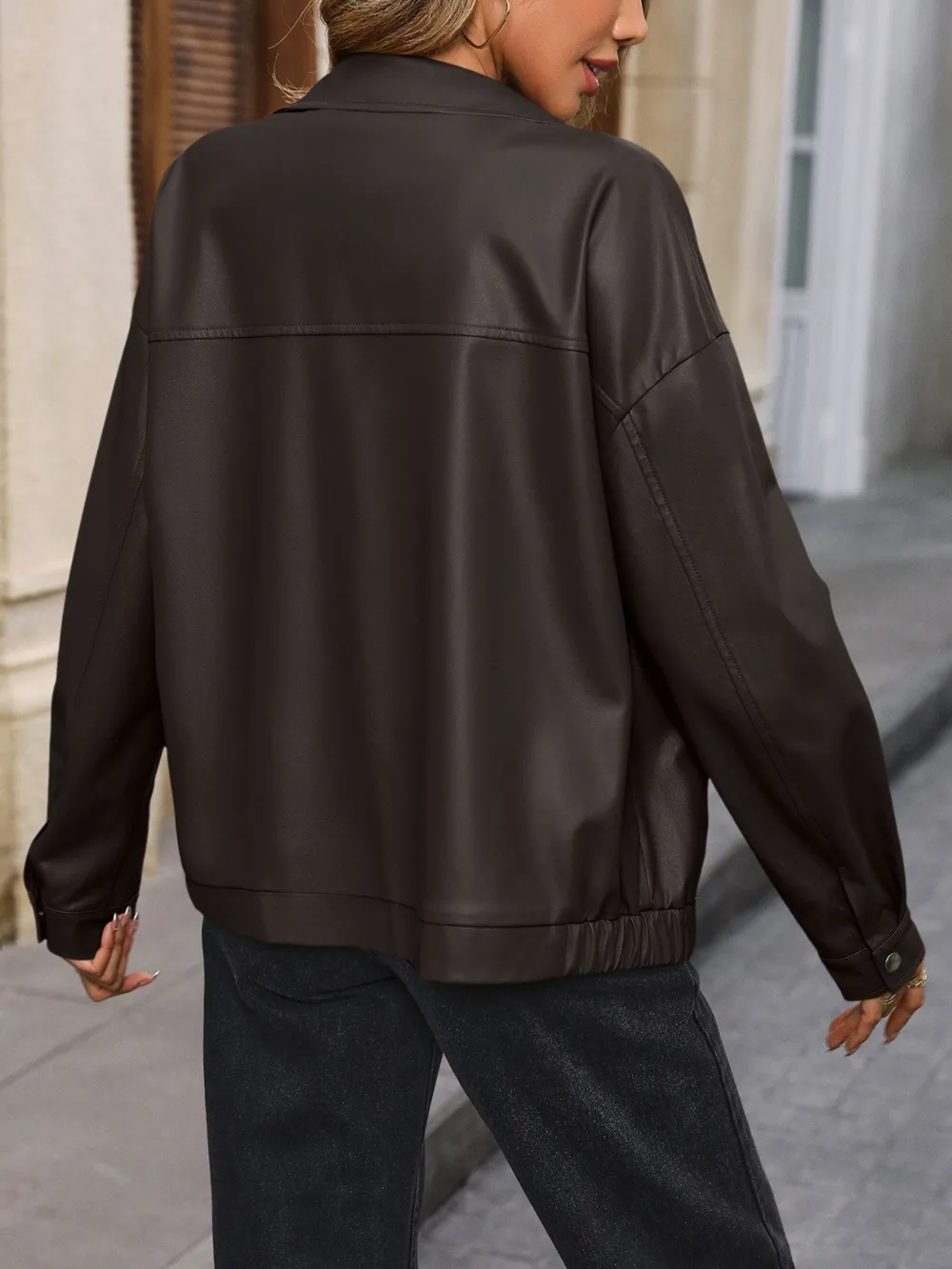 Pocketed Zip Up Collared Neck Jacket, image 7