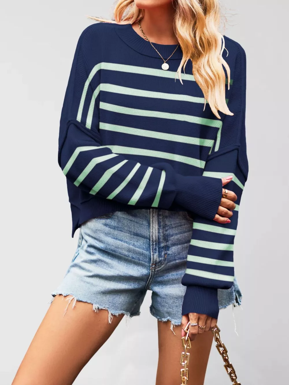 Crew Neck Dropped Shoulder Sweater, image 21