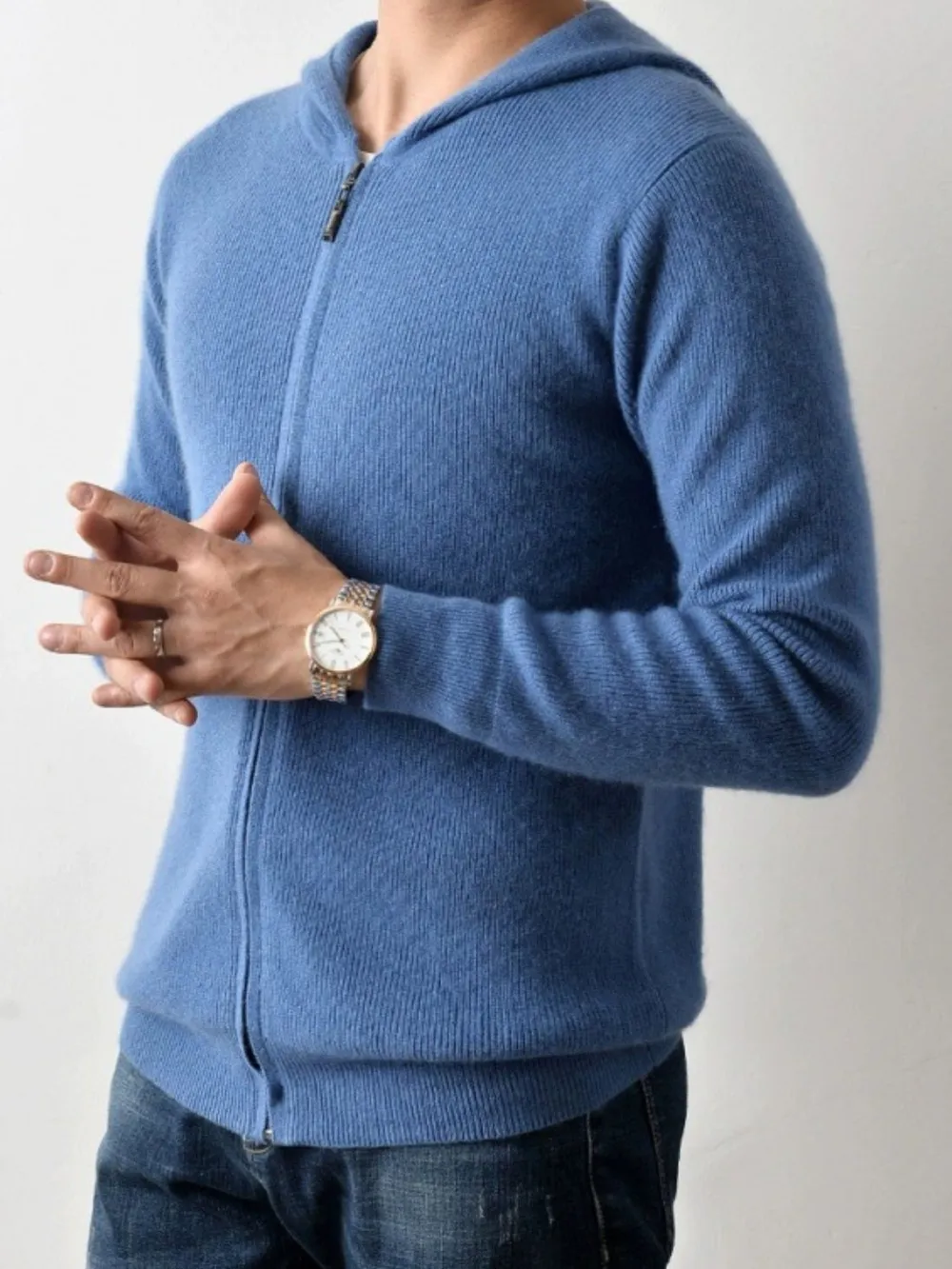 Men's Plus Size Zip Up Long Sleeve Hooded Cardigan, image 2