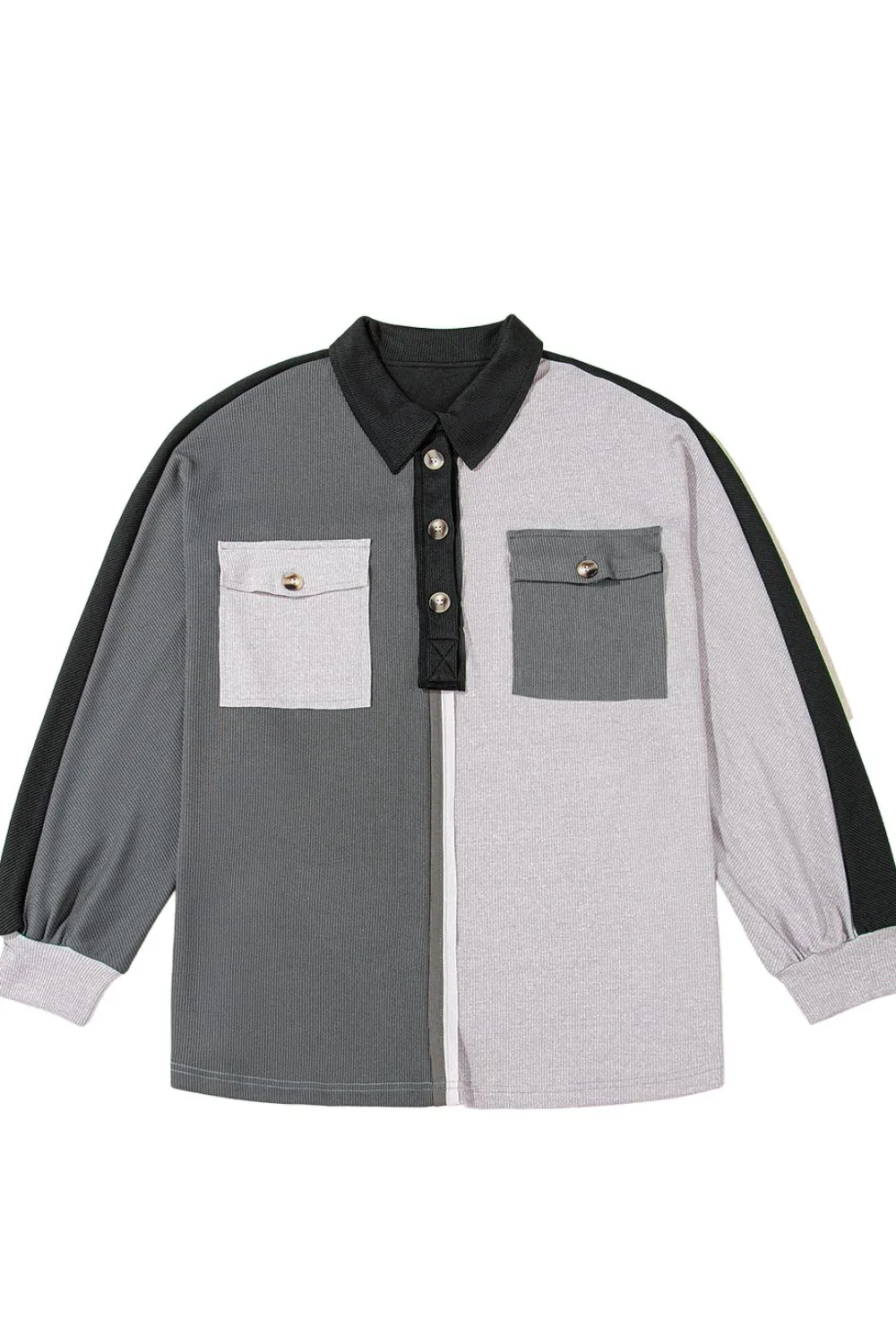 Color Block Collared Neck Long Sleeve Sweatshirt, image 10
